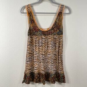 Y2k Tiger Leopard Burnout Tunic Tank Top Fairy Grunge Trashy McBling Gyaru S